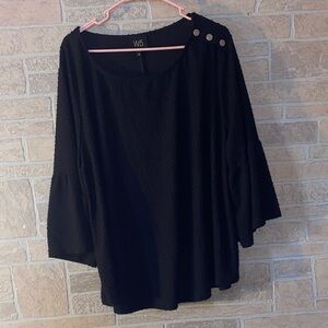 W5 Black Blouse with Shoulder Buttons